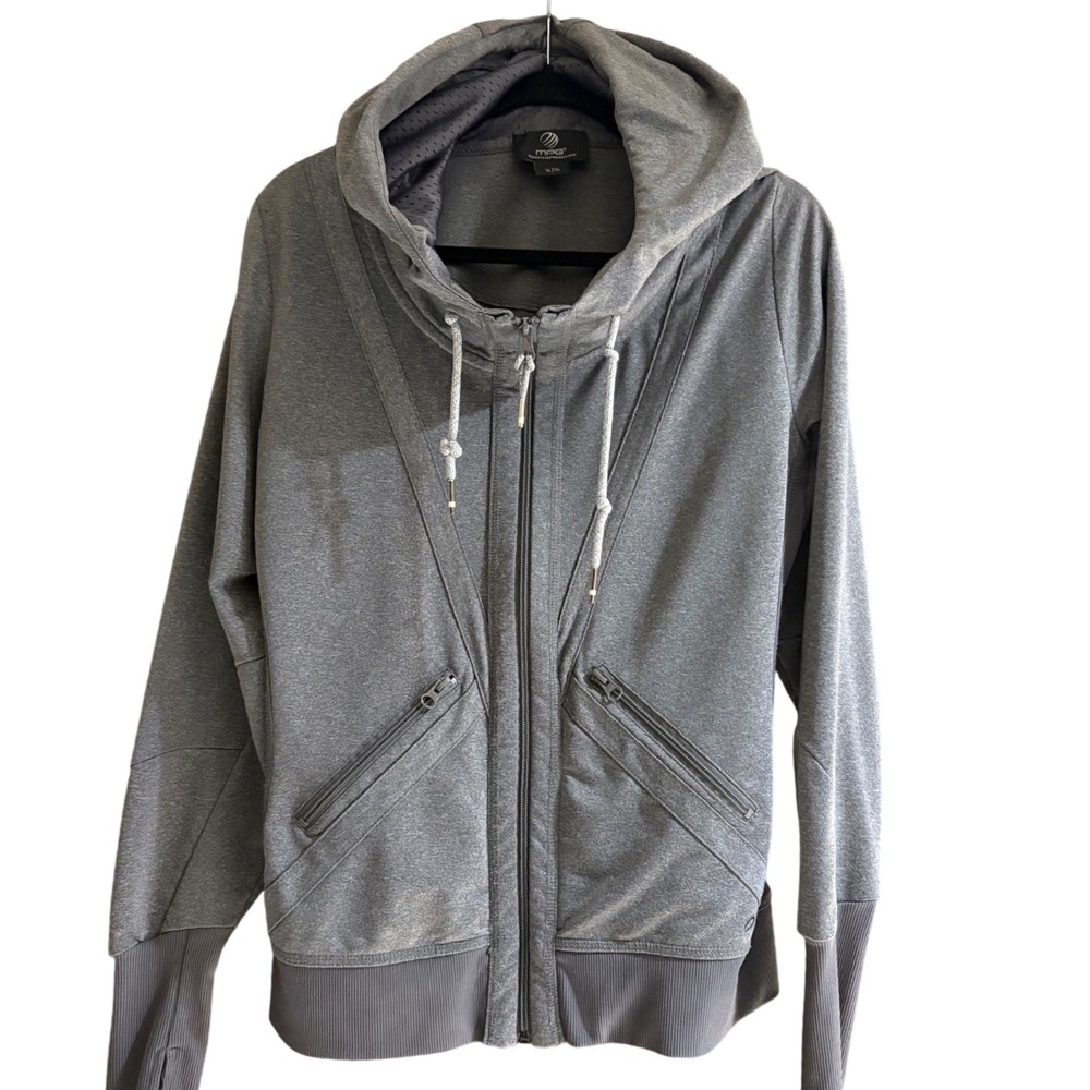 MPG Mondetta Performance Gear Womens XL‎ Full Zip Hoodie Gray Thumbholes CA14442